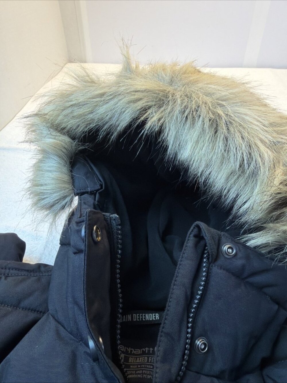 Carhartt Woman Rain Defender Faux Fur Hooded Parka Extreme Warm Black SZ M NEW - Picture 7 of 10